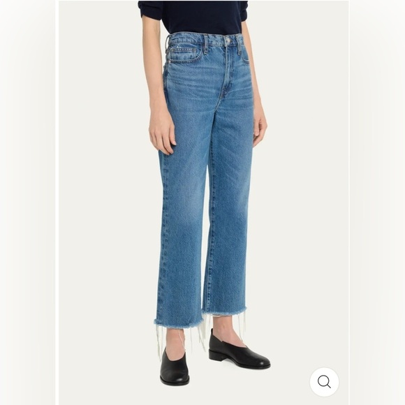FRAME Denim Le Jane Crop Raw Fray Hem Ultra High Rise Straight Leg Jean NWOT - Picture 2 of 15